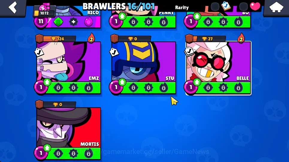 Brawl Stars Accounts 1072 Trophy|16 Brawlers 4 MAX Lv Myth: Mortis|1 Ep image 8