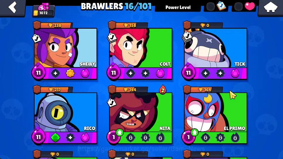 Brawl Stars Accounts 1072 Trophy|16 Brawlers 4 MAX Lv Myth: Mortis|1 Ep image 9