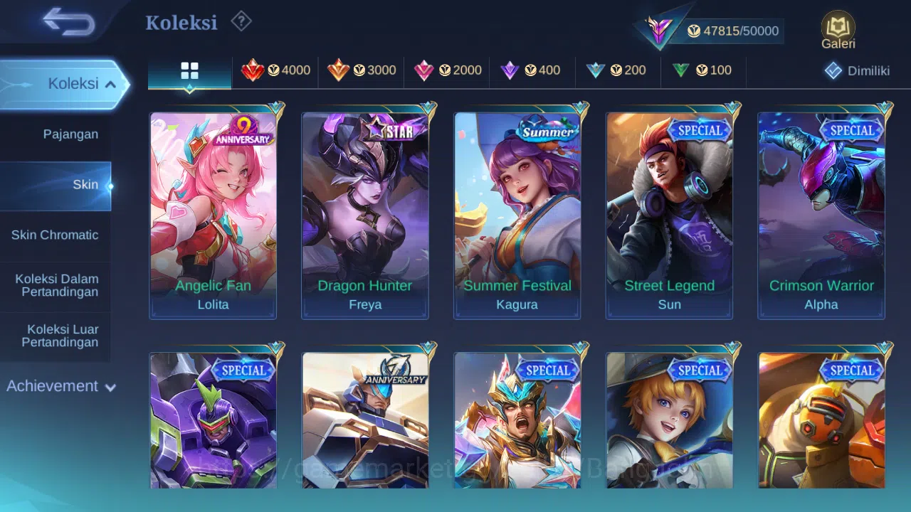 Mobile Legends: Bang Bang Accounts Others Hero 128 Skin 229 | KOF Karina | Annual Haya | CC Natalia | Dtamer lance, Estes 8