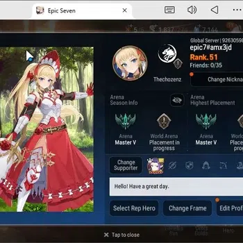 Epic Seven Accounts High-End Global|15ML (Zio,ML Yulha,Solitaria,LW Peira, Etc.)|PoH ON|Blessing onTheater Untouch|SS