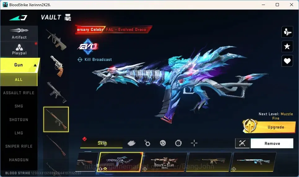 Blood Strike Accounts High-End ASIA | 2 EVO: FAL,Galil|5 Eternal Guns|2 Eternal Striker|3 7DS,2 AOT,1 EVA,2 TR|2 Ultra 8