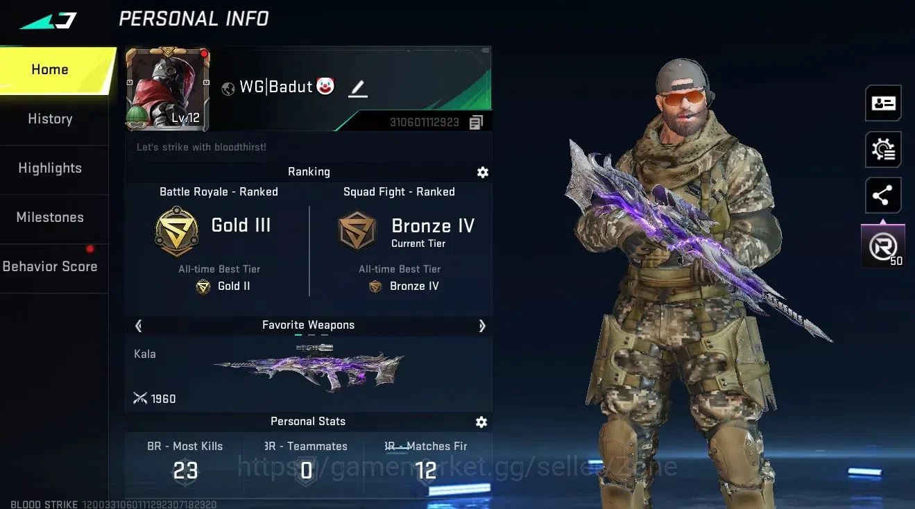 Blood Strike Accounts Others ASIA|1 ETERNAL: Kala - Whisper|2 ULTRA Strikers|5 LEGENDARY Guns|BR Gold III|LogNetEase(BS605Z) 1