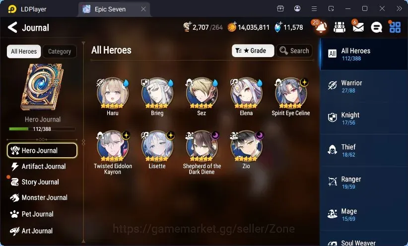Epic Seven Accounts Starter Global Unverif|Best Starter| 4ML(Zio,SECeline,SotDDiene,TEKayron)+Collab Haru|PoH+Bless ON|SS 1
