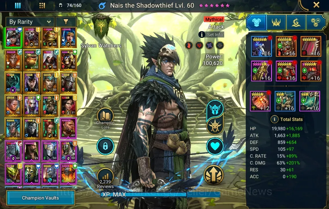 Raid: Shadow Legends Accounts Mid-Game Lv 50|987K PWR|1 Mythic(Nais)+18 1