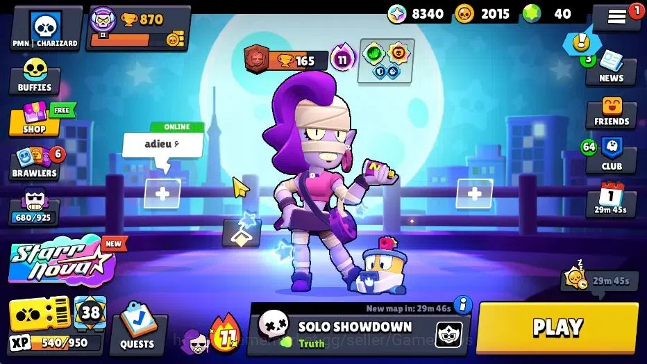 Brawl Stars Accounts 870 Trophy|11 Brawlers 1 Max Lvl (Full Buffies Emz)|8K Bling+2K Coins+40 Gem|CN ON|Take Email(BRS1148) 1