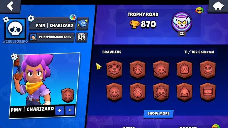 Brawl Stars Accounts 870 Trophy|11 Brawlers 1 Max Lvl (Full Buffies Emz)|8K Bling+2K Coins+40 Gem|CN ON|Take Email(BRS1148) 2