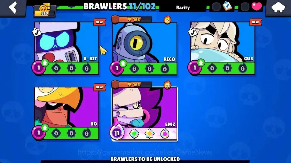 Brawl Stars Accounts 870 Trophy|11 Brawlers 1 Max Lvl (Full Buffies Emz)|8K Bling+2K Coins+40 Gem|CN ON|Take Email(BRS1148) 9