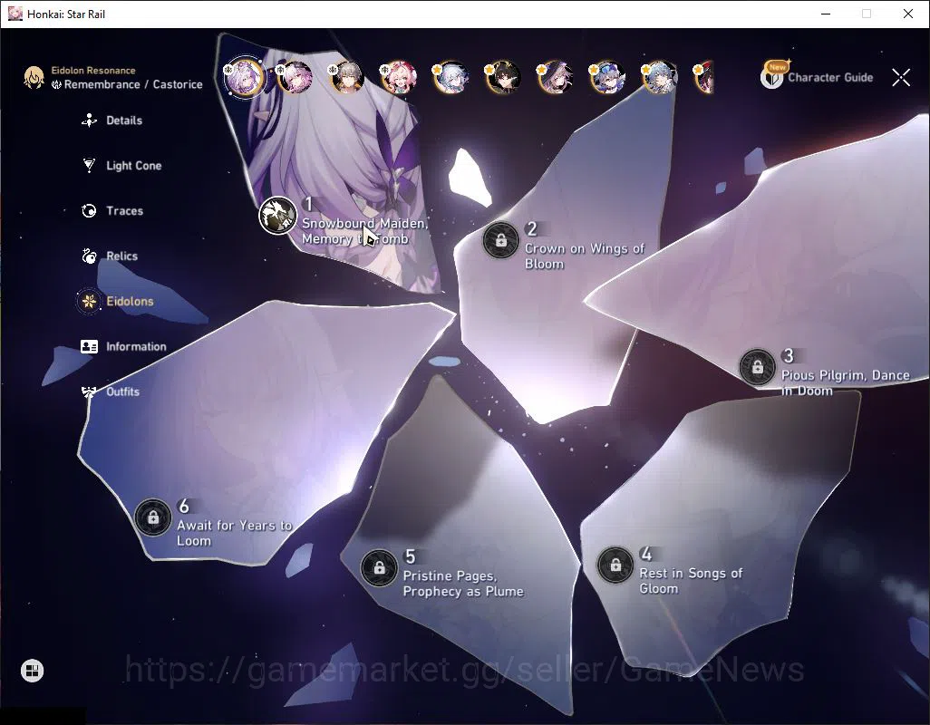 Honkai Star Rail Accounts ASIA|TL 70|10 Limited|[Castorice E1,Hyacine,Sunday image 9