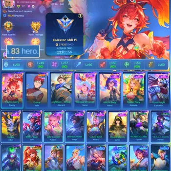 Mobile Legends: Bang Bang Accounts Others HERO 83 SKIN 133 | EMBLEM GOOD| PACE FANNY| VALE GARA| EPIC NANA| HERO GOOD| SKIN