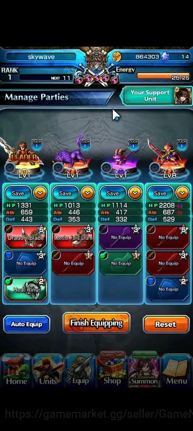 Grand Summoners Accounts End-Game Global|Rank 1|2 Ascend ( Reimu Hakurei,Selia SourceScript Witch)|Lpot 16 |Check SS(GS2577) 3