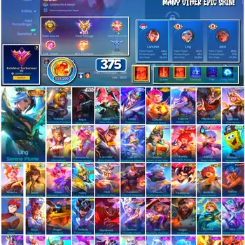 Mobile Legends: Bang Bang Accounts #4378 375 Skins | Argus Darth Vader (STAR WARS) | Karina Leona (KOF) | Vale Gaara