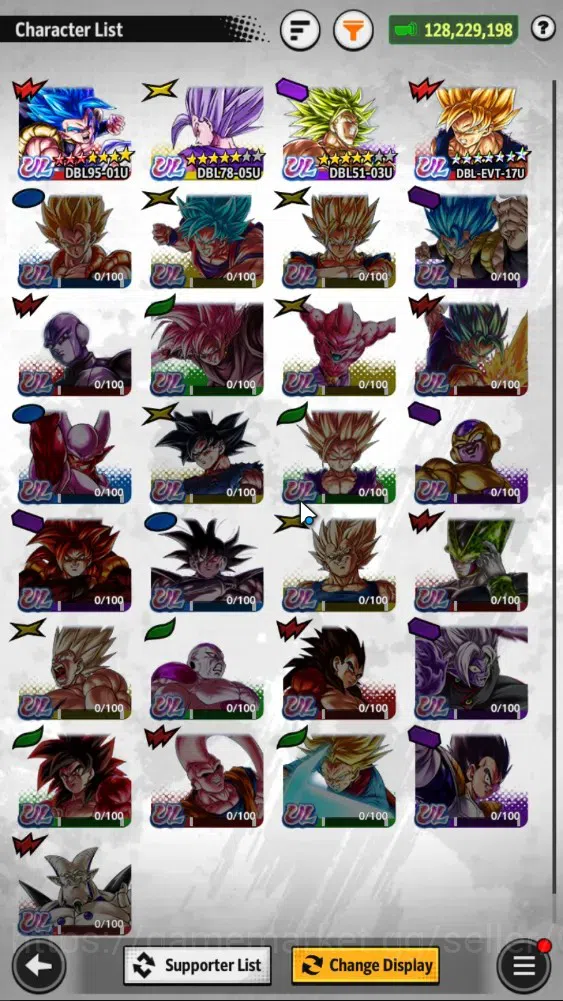 Dragon Ball Legends Accounts 128M TP|LV167|4UL+3LR+34LL|SSG SS Gogeta,Beast Goh image 3