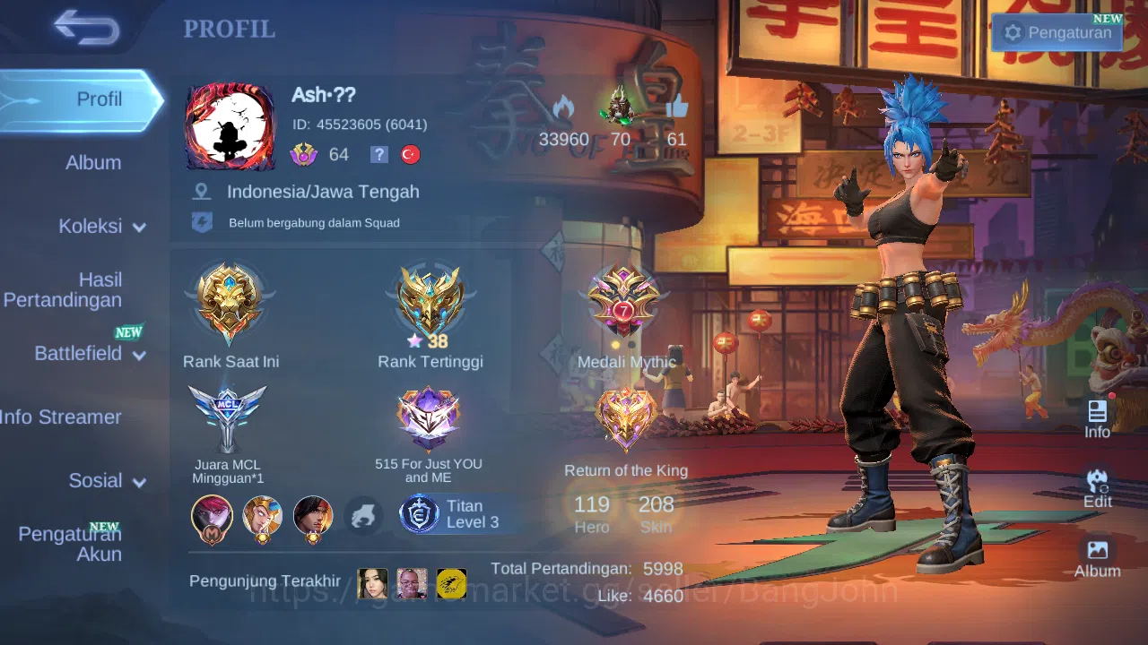 Mobile Legends: Bang Bang Accounts Hero 119 Skin 208 | KOF Karina | Sanrio Floryn | A image 1