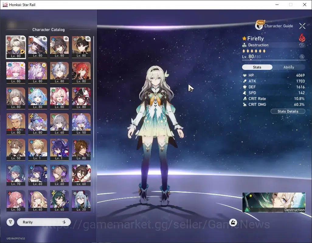 Honkai Star Rail Accounts Others Asia|TL 70|12 Limited|(FireflyE2,Castorice,Hyacine)+Sign,The 4