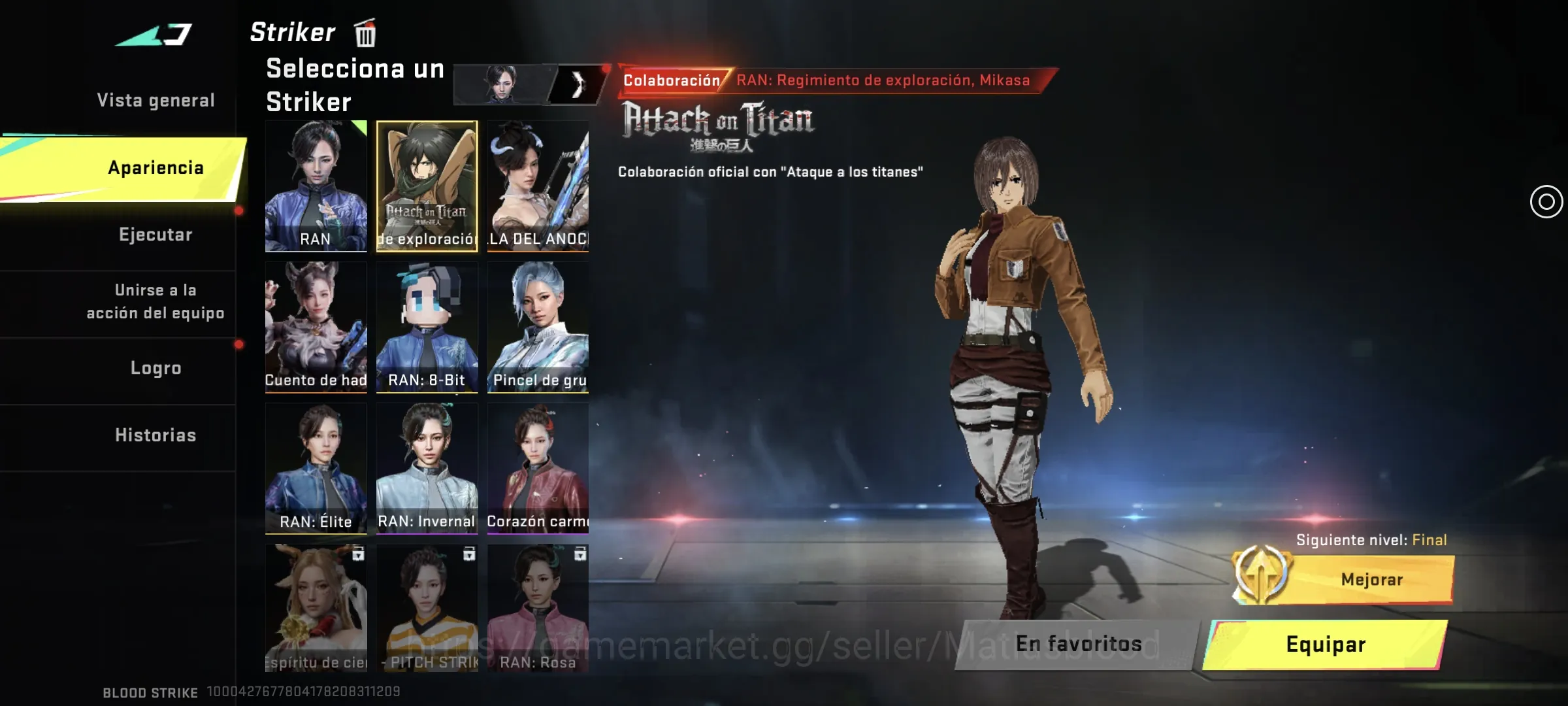 Blood Strike Accounts Others Lv. 50 | Region America | Beta 2023 | 11x Eternals | 3x Melee | Collaborative characters 1