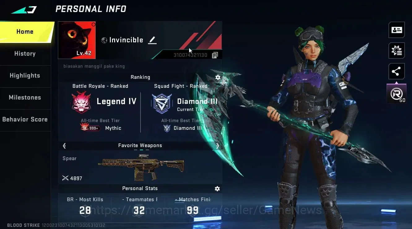 Blood Strike Accounts ASIA||ETERNAL DEagle-Scorpius|ULTRA MELEE Sycthe+[ image 2
