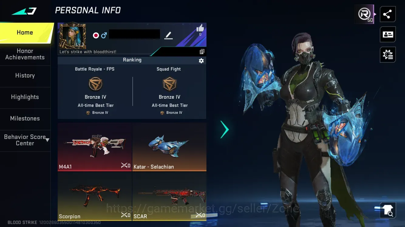 Blood Strike Accounts Rare Skin ASIA|1 limit:M4A1-BOF|2 1