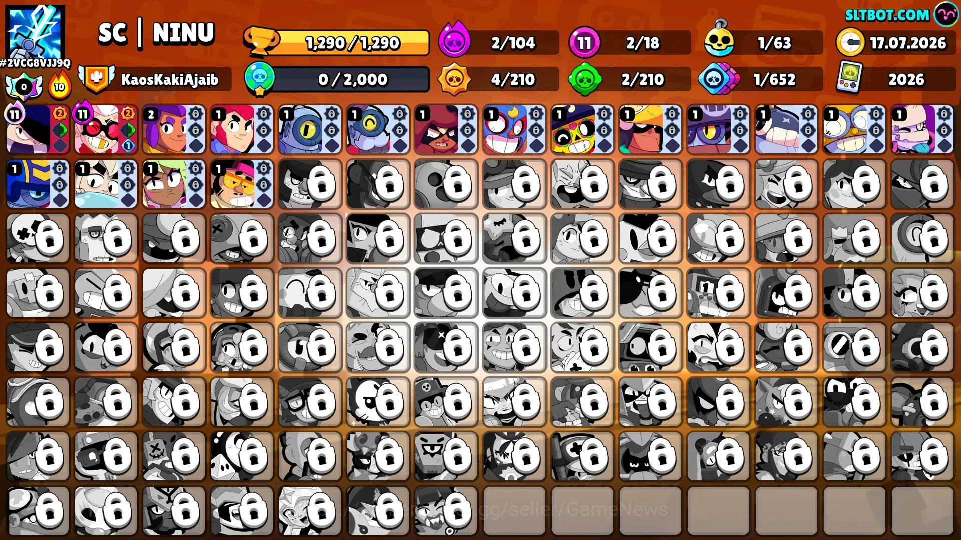 Brawl Stars Accounts 1290 Trophy|18 Brawlers 2 Max (Edgar,Belle)|6 Skin|2 Myth (Knight Belle,Otis) 4 Epic|6K Bling,6K PP|CN 1