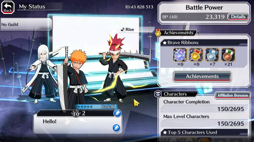 Bleach: Brave Souls Accounts Starter [GLOBAL]6k Orbs+Fresh All Story|Fierce [Ichigo,Ikkau],Brave Jushiro,Dual Team 2