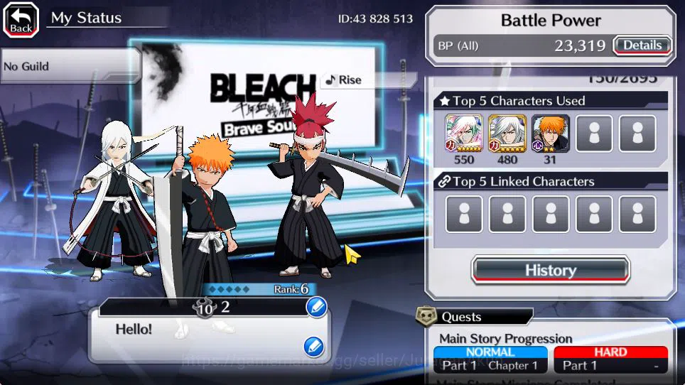 Bleach: Brave Souls Accounts Starter [GLOBAL]6k Orbs+Fresh All Story|Fierce [Ichigo,Ikkau],Brave Jushiro,Dual Team 3