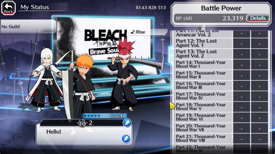 Bleach: Brave Souls Accounts Starter [GLOBAL]6k Orbs+Fresh All Story|Fierce [Ichigo,Ikkau],Brave Jushiro,Dual Team 5