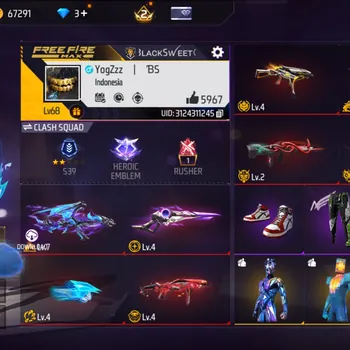 Free Fire Accounts Indonesia|8 EVO|M1887-Hand Of Hope,Incendium Burst,Sterling Lv 4|AK47-Draco Max|Set Super Fusion|Backpack