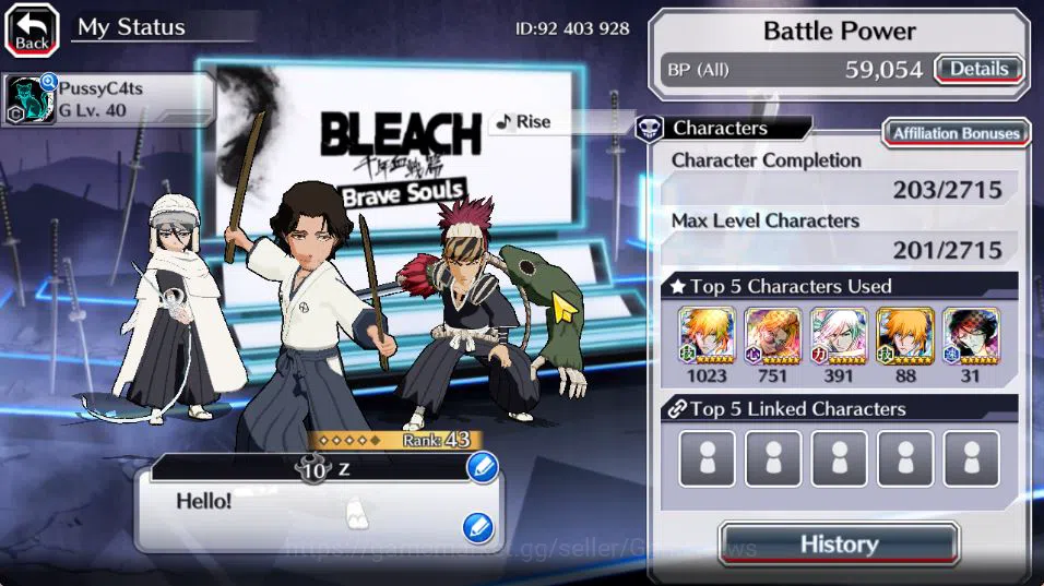 Bleach: Brave Souls Accounts [GLOBAL]6K Orb+Fresh All Story|Shunsui Soul Reaper image 3