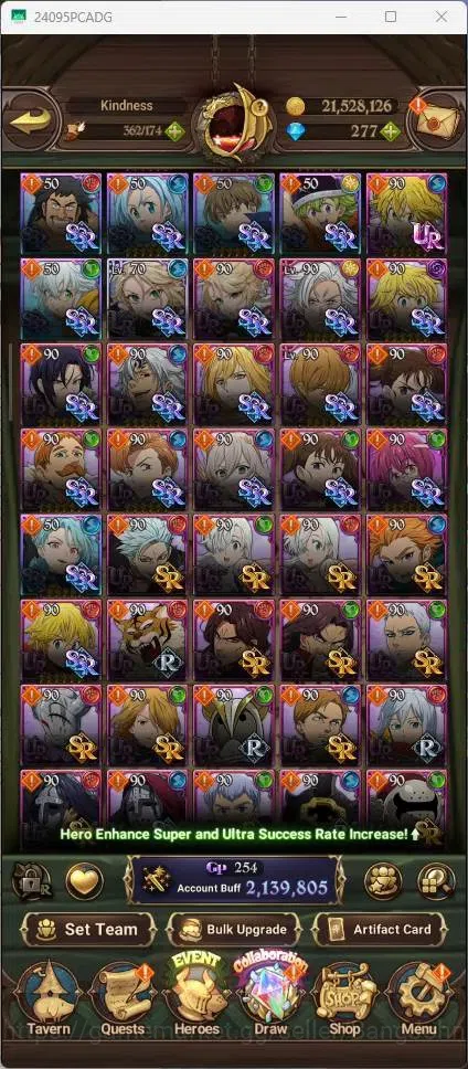 The Seven Deadly Sins: Grand Cross Accounts Endgame ASIA | 2.13M CC | 277 DM | 87 LS | UR Demon King Meliodas 1/6 | Collab 6