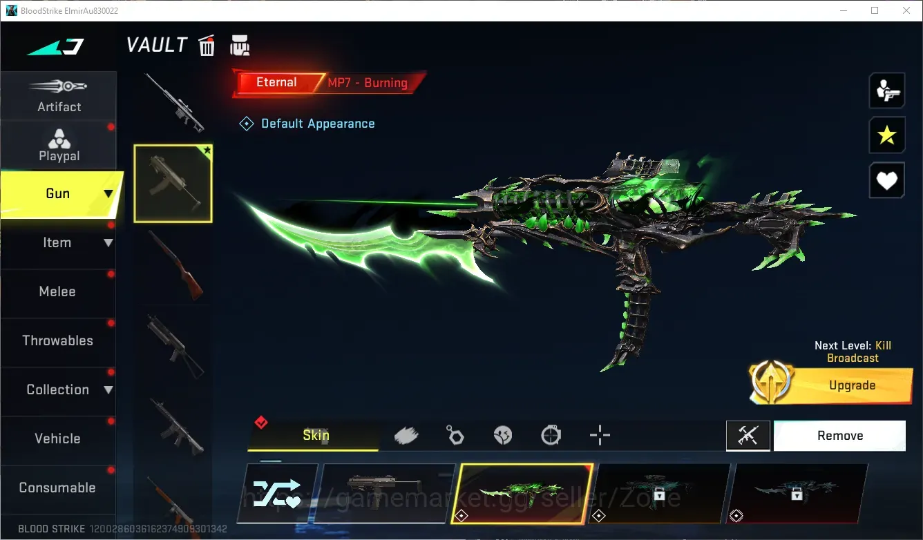 Blood Strike Accounts Starter ASIA Starter|ETERNAL MP7-Burning Lv1|1 Epic Rename Card|2 Legendary Camo Chests|Check 1