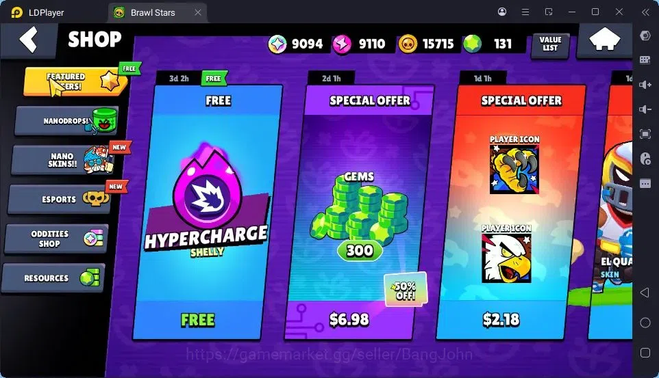 Brawl Stars Accounts Thropy 1233|21 Brawler|2 Max Hypercharge(Edgar,Fang)|3Mythic(Tara,Edgar,Otis),5Epic Skin|10346 16