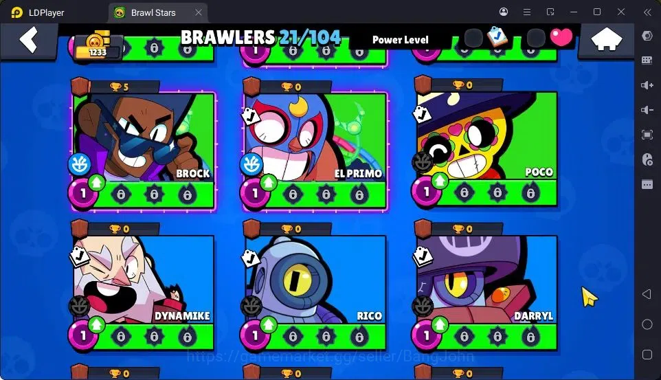 Brawl Stars Accounts Thropy 1233|21 Brawler|2 Max Hypercharge(Edgar,Fang)|3Mythic(Tara,Edgar,Otis),5Epic Skin|10346 18