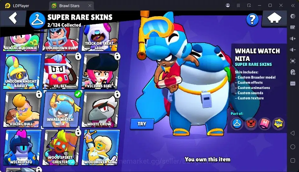 Brawl Stars Accounts Thropy 1233|21 Brawler|2 Max Hypercharge(Edgar,Fang)|3Mythic(Tara,Edgar,Otis),5Epic Skin|10346 7