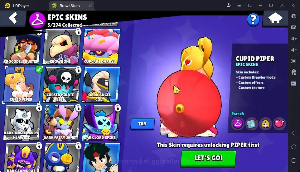 Brawl Stars Accounts Thropy 1233|21 Brawler|2 Max Hypercharge(Edgar,Fang)|3Mythic(Tara,Edgar,Otis),5Epic Skin|10346 8