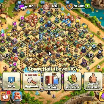 Clash of Clans Accounts High-End LV 165|TH 16|HH 10|Limited Skin|BK 81,AQ 95,GW 65,MP 55,RC 41,DD 15|501 Gems|Protect