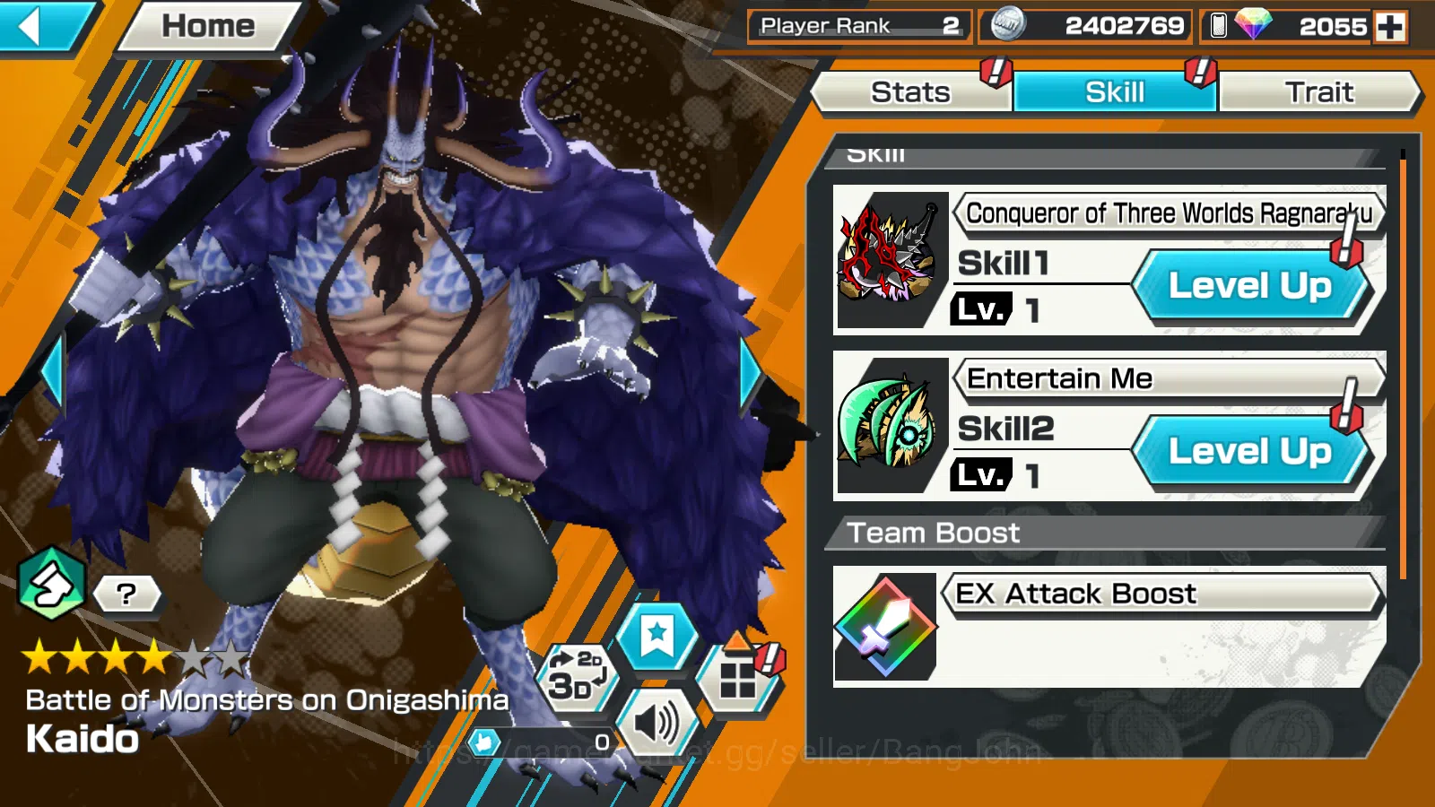 One Piece Bounty Rush Accounts Others Global |2EX | RD 2055 | WI Trafargar Law ,Bomo Kaido |Rank 2 LOG Bandai |OPBR295B 3