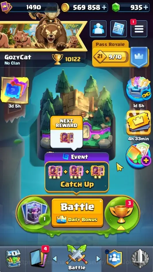 Clash Royale Accounts High-End Trophy 10122 | CL 1490 | KTL 14 | 122 Cards | 4 Max | 8 Champ | 3 Hero | 12 Evo | Arena 25 1