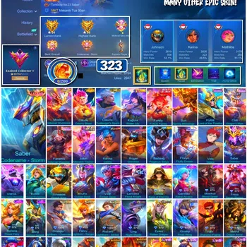 Mobile Legends: Bang Bang Accounts Collector #3825 323 Skins | Legend Saber | Internal Moskov | Prime Claude | Transformers