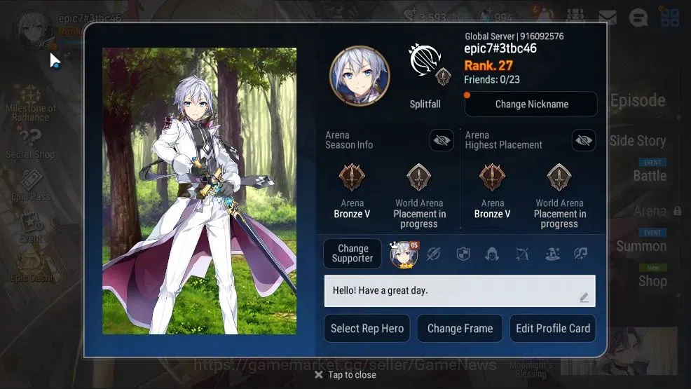 Epic Seven Accounts High-End GLOBAL UnVerif|2 ML (Rhianna and Luciella,Requiem Roana)+Celine,Ray,Zahhak,Aramintha,etc|4,4k 2