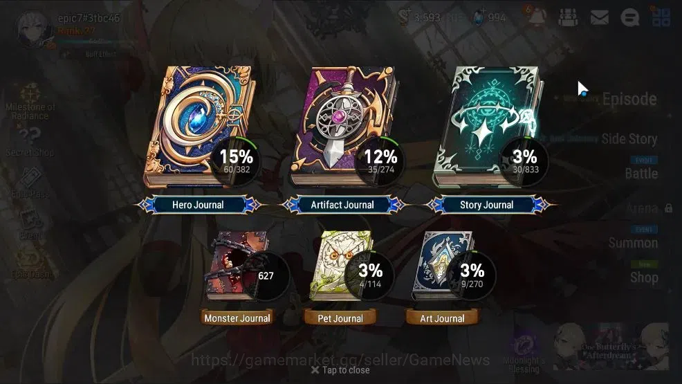 Epic Seven Accounts High-End GLOBAL UnVerif|2 ML (Rhianna and Luciella,Requiem Roana)+Celine,Ray,Zahhak,Aramintha,etc|4,4k 3