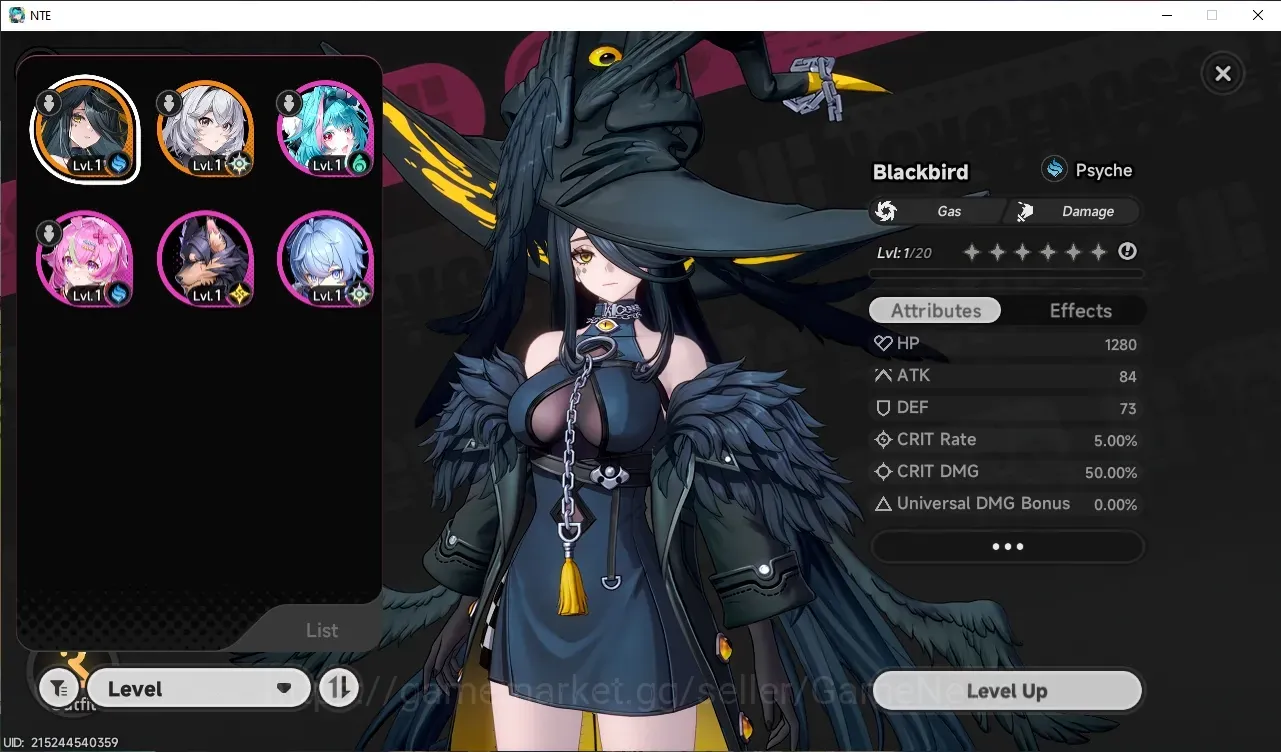 Neverness to Everness Accounts Global EU|Prologue|HL 3| 1 S-Class Limited (Blackbird) | Selector 31/50 |Female MC|Log 1
