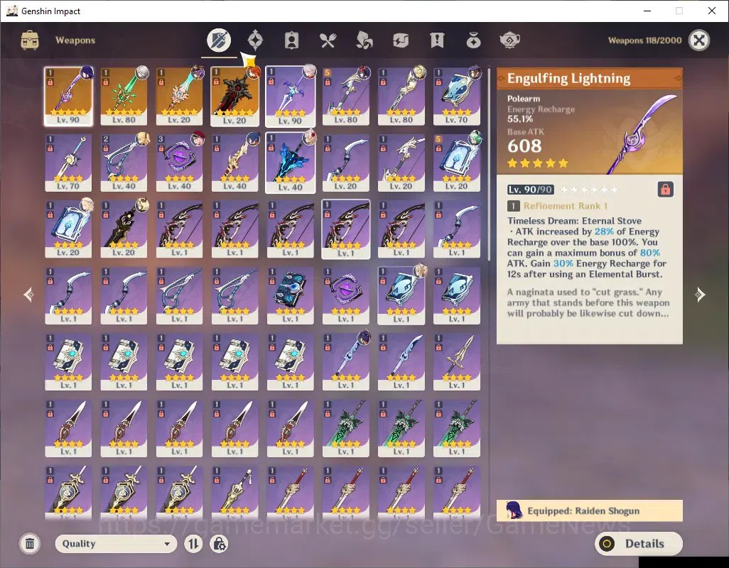 Genshin Impact Accounts ASIA|AR 56|7 Limited + 4 (*5 Weapon)|Raiden C3 + S image 5