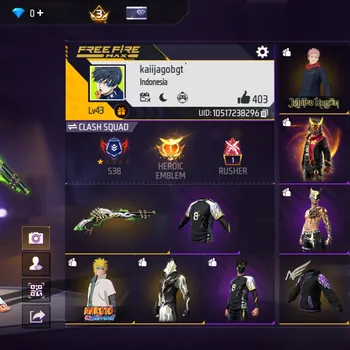 Free Fire Accounts M1887 LUMUT - BUNDLE NARUTO MINATO - EMOT DUDUK - DANA PELAJAR GANTENG - SET EMOT KECE SEMUA