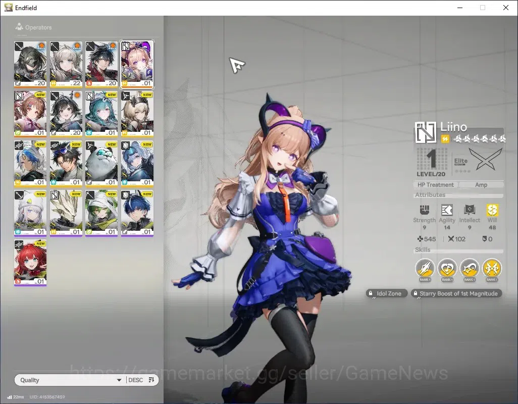 Arknights: Endfield Accounts Asia|Lv 42|2 SSR 1 Limited + 4(*6Weapon)|Liino+Signature|Selector ON|Female MC|Log 1