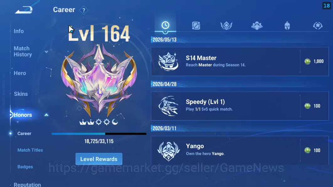 Honor of Kings Accounts Hero112 Skin252|NOBILITY 8|1 HonorCrystal|Flawless image 7