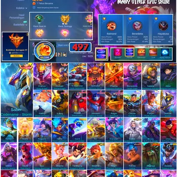 Mobile Legends: Bang Bang Accounts #4690 497 Skins | Franco King of Hell (LEGEND) | Granger Starfall Knight (LEGEND) | Saber