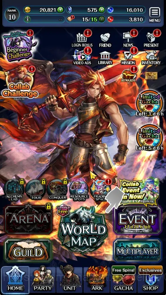 Last Cloudia Accounts GLOBAL|Rank 10|Collab Brave Frontier (Fire God Var image 9