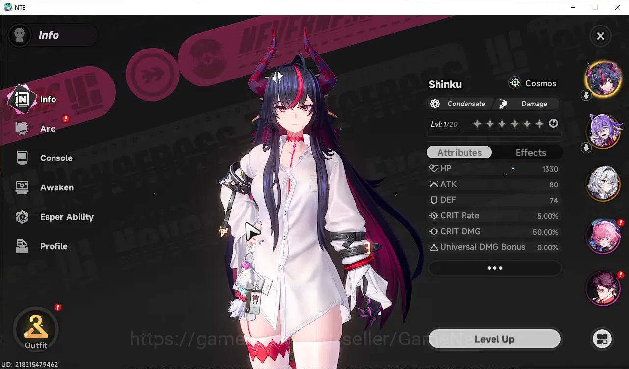 Neverness to Everness Accounts Global SEA|HL 3|2 SSR 1 Limit [Shinku],Fadia|2 Char Selector|2 Glider|Selector On|Female 2