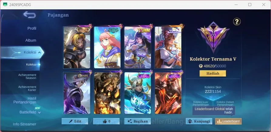 Mobile Legends: Bang Bang Accounts Collector Global|222S|Renowned|CC Natalia,Annual Kagura,Clouds Kagura,Epic Rafaela Zilong 1