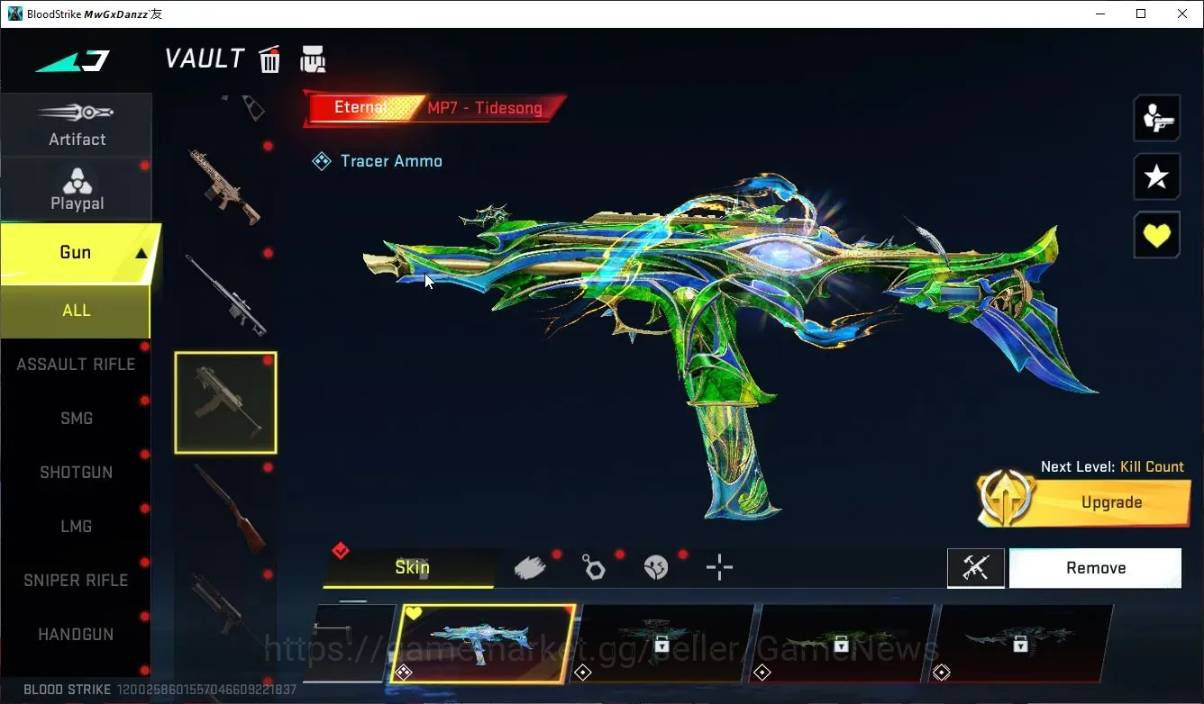 Blood Strike Accounts Collab Skin Asia|Eternal MP7 TideSong Lv3|Collab LS Mr Iguana,AOT Female Titan,M4A1 Bof,Fal,Aniv 1