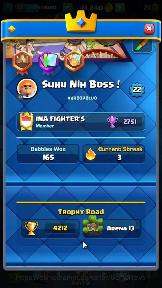 Clash Royale Accounts Lv 22|Trophy 4212|KTL 9|Limited Skin|Card 72|1 Her image 3